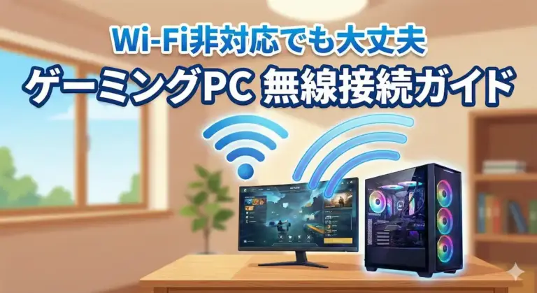 ゲーミングPCをWi-Fiで接続する方法をイメージしたビジュアル